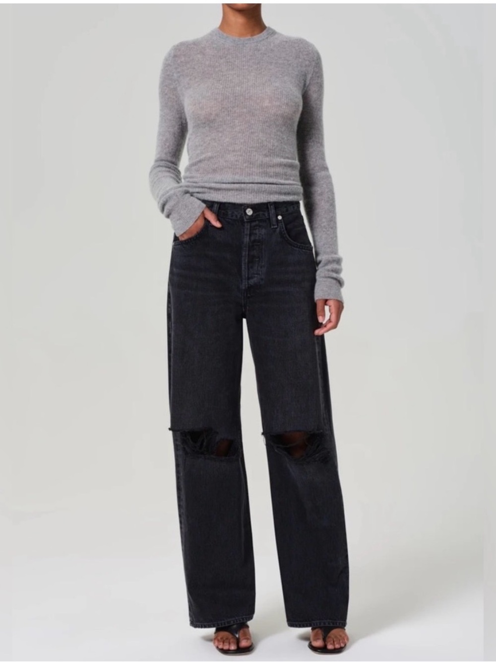 Citizens of Humanity Ayla Baggy Jeans Women’s 30 Distressed Metropolis Black NWT